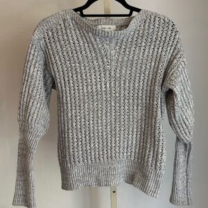 John + Jenn Gray Open Knit Ribbed Pullover Sweater, Small